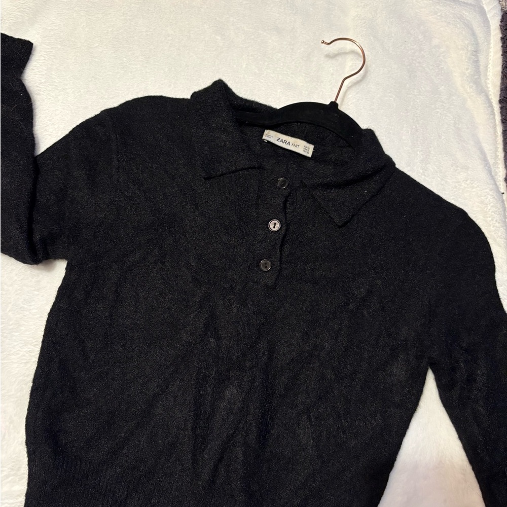 Zara Charcoal Knit crop top long sleeve